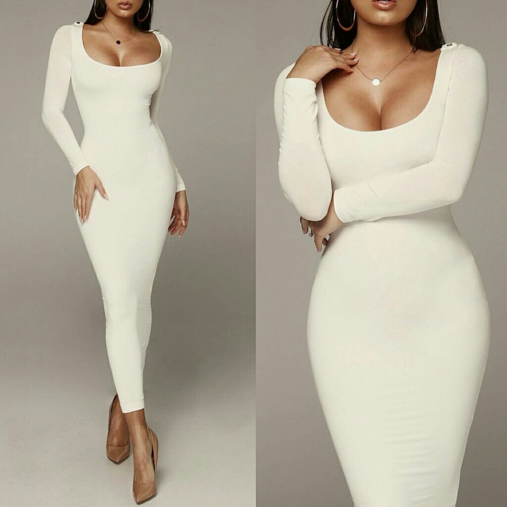 Ivory JLuxLabel Cassandra James Scoop Neck Dress
